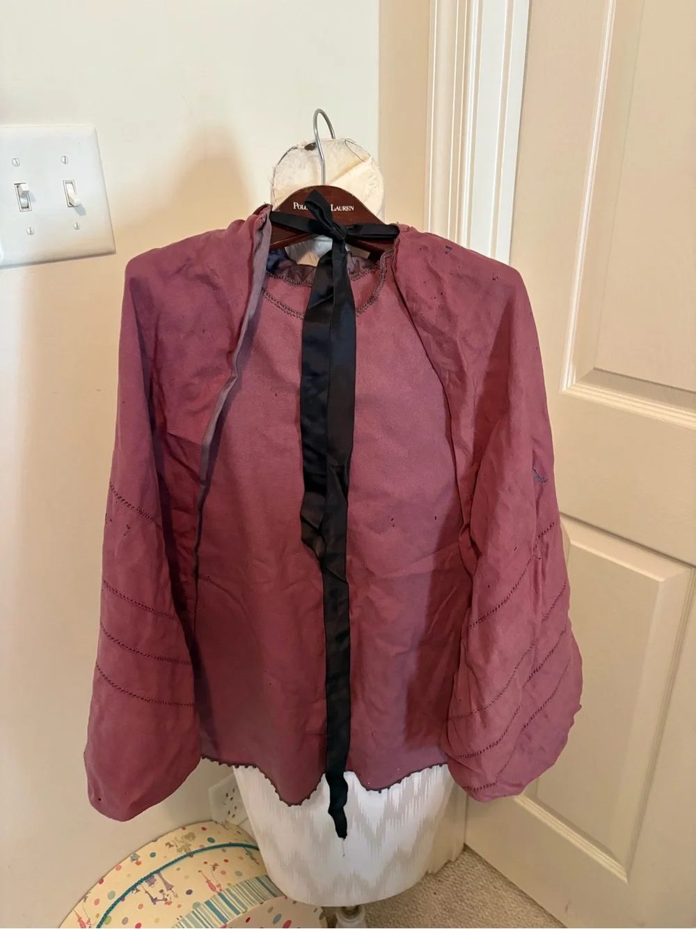 2pc. Vintage dress/Ribbon Tie  cape in Dusty Rose 2/3 *** vintage unbranded